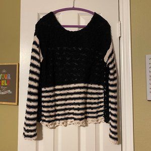 Free People Striped in Crochet Sweater, Small